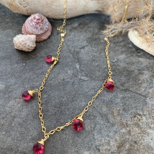 Pretty Pink Quartz beaded necklace .