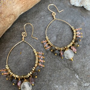 African Glass beaded hoop earrings .