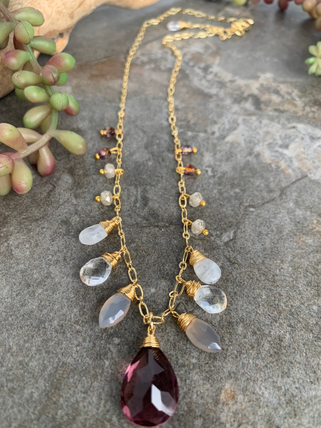 Stunning Multi Gemstone Beaded Necklace . - Etsy