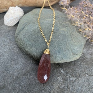 Lovely Strawberry Quartz gemstone pendant .