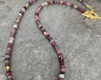 Gorgeous Tourmaline gemstone beaded necklace .