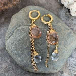 Absolutely stunning Imperial Topaz gemstone gold filled dangle earrings .