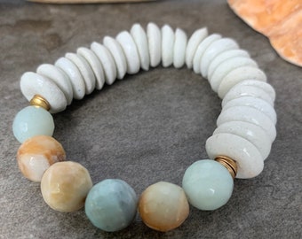 Boho beachy vibe gemstone bracelet .