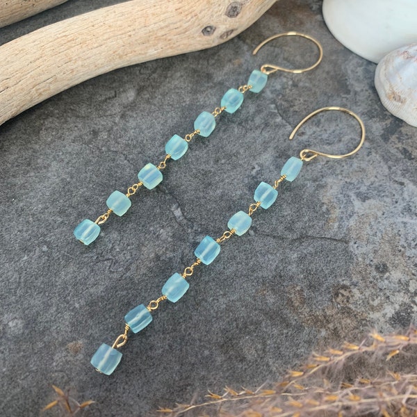 Boho lux gemstone dangle earrings .