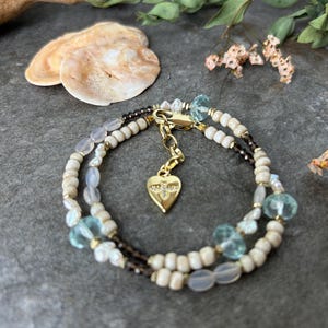 Boho beaded wrap bracelet .