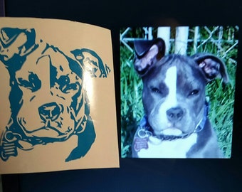 Custom Pet Decal, Your Pets picture, Custom Pet portrait, Custom dog decal, Dog Gift, Pitbull car decal, Custom Vinyl decal, Custom stickers