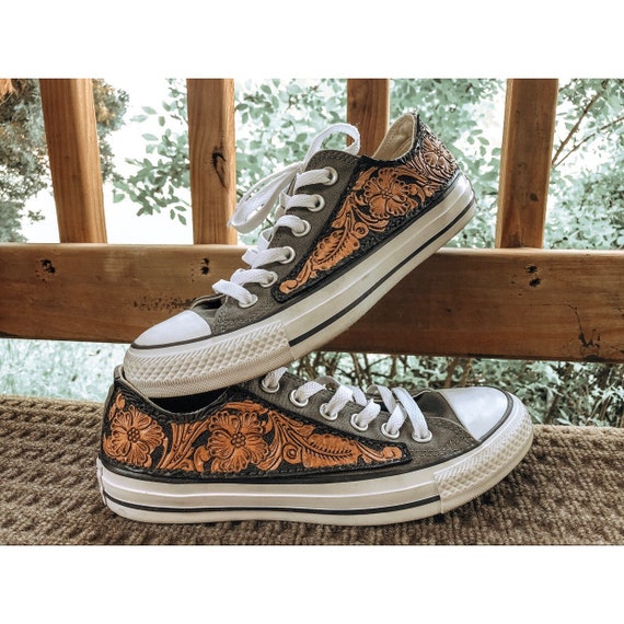 tooled leather converse shoes