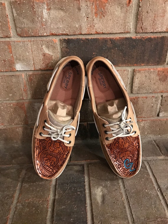 tooled leather sperrys