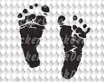 Baby Feet inked baby foot print vector cut file cutting eps svg png pdf dxf transfer clip art cricut silhouette us cutter CAD