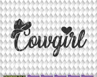 Cowgirl Cowboy Hat Heart vector cut file for cutting eps svg png pdf dxf transfer clip art cricut silhouette scan n cut us cutter CAD