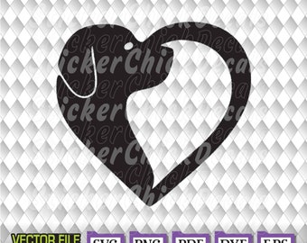 Dog Heart I <3 Dogs Dog Lover Woof vector cut file- eps svg png pdf dxf transfer clip art cameo cricut silhouette scan n cut us cutter CAD