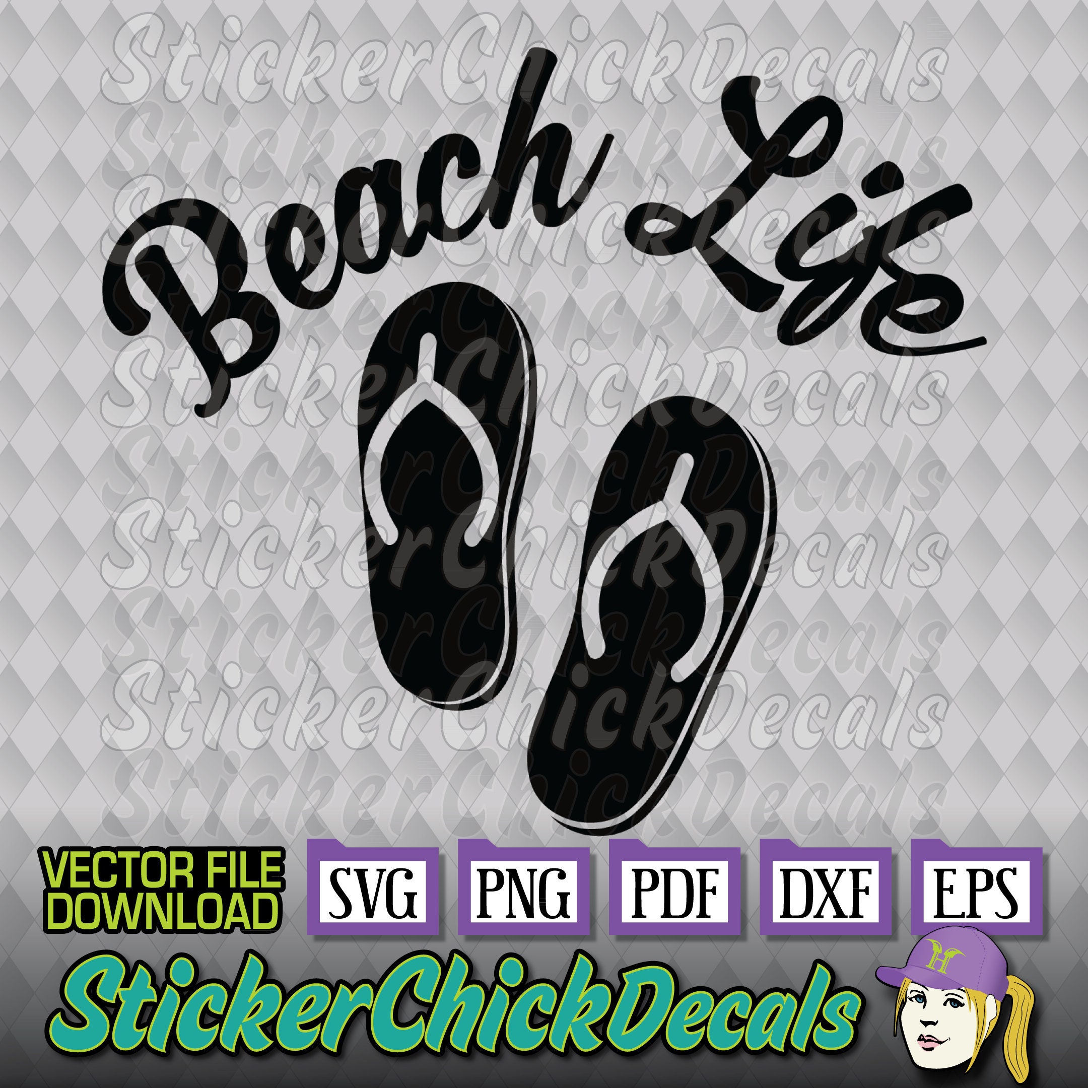 Beach Life Flip Flops Thongs Sandals Vector Cut File- Eps Svg Png Pdf ...