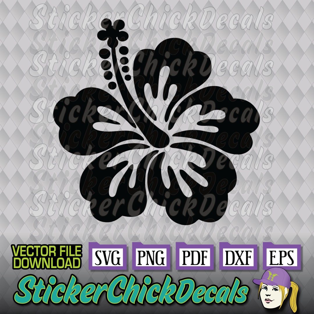 Hibiscus Vector Cut File - Eps Svg Png Pdf Dxf - Transfer Clip Art ...