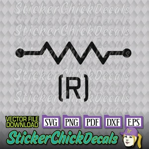 Symbol oporu R Samochód elektryczny wektor plik cięcia cięcie eps svg png pdf dxf transfer clipart cricut sylwetka skanowanie cięcie nas obcinacz CAD