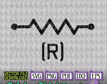 Resistance Symbol R Electric Car vector cut file cutting eps svg png pdf dxf transfer clip art cricut silhouette scan cut us cutter CAD