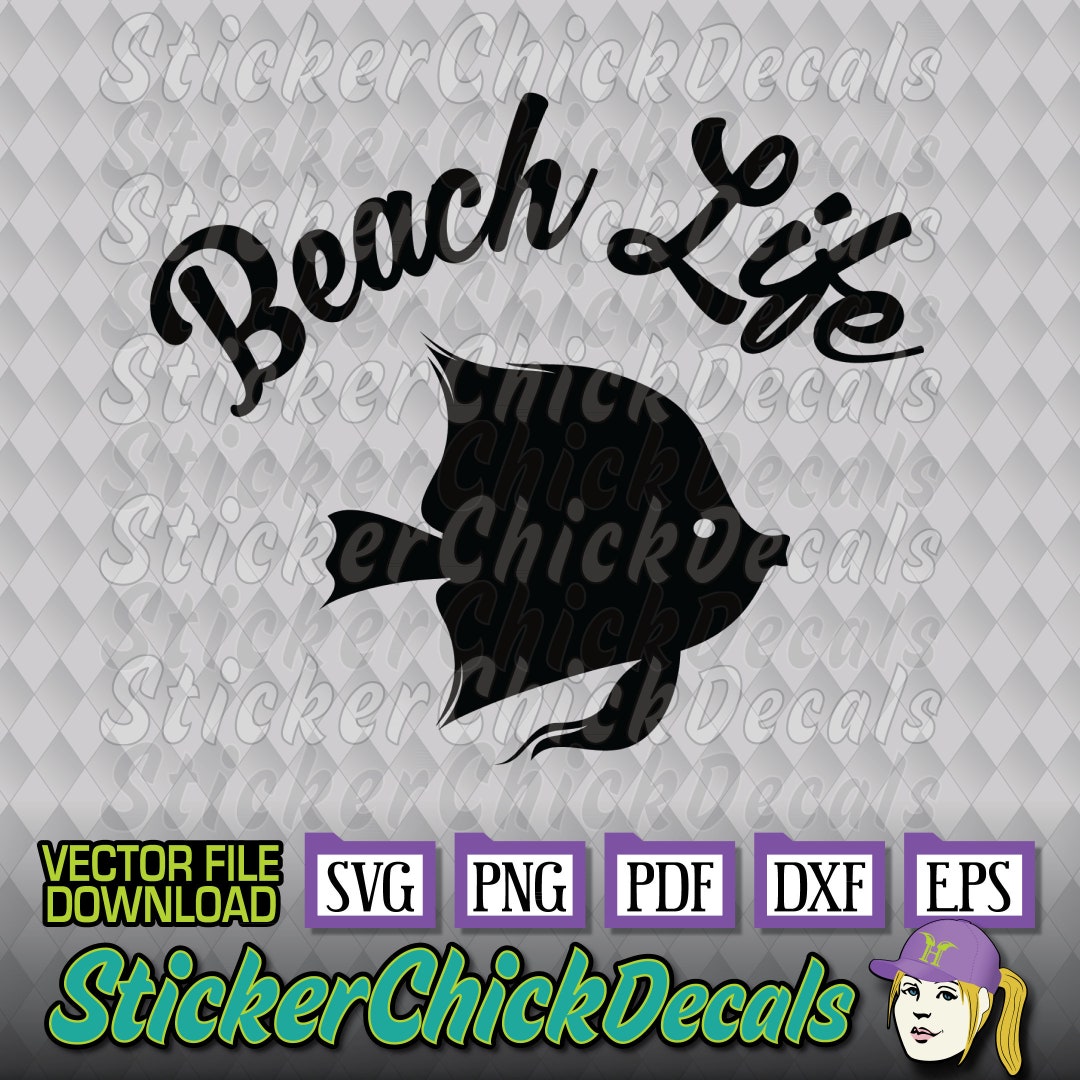 Beach Life Tropical Fish Vector Cut File - Eps Svg Png Pdf Dxf Transfer ...