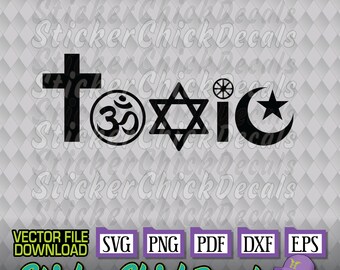 Toxic Religion Religious Icon Symbol vector cut file cutting eps svg png pdf dxf transfer clip art cricut silhouette uscutter CAD
