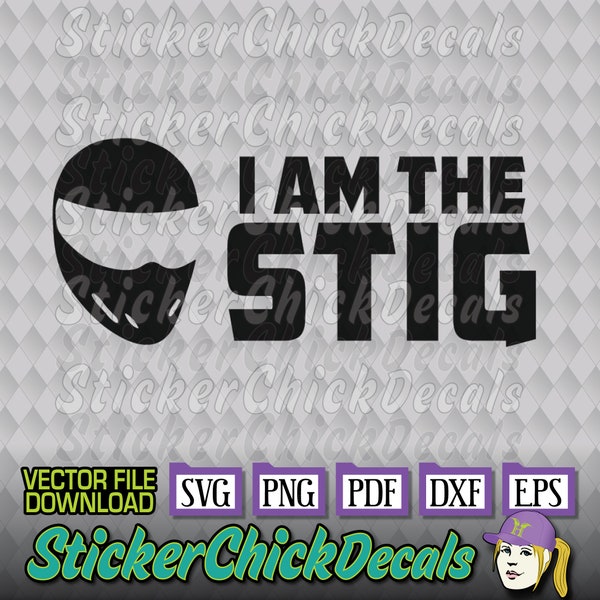 I am the Stig Helmet vector cut file- eps svg png pdf dxf transfer clip art cameo cricut silhouette scan n cut us cutter CAD