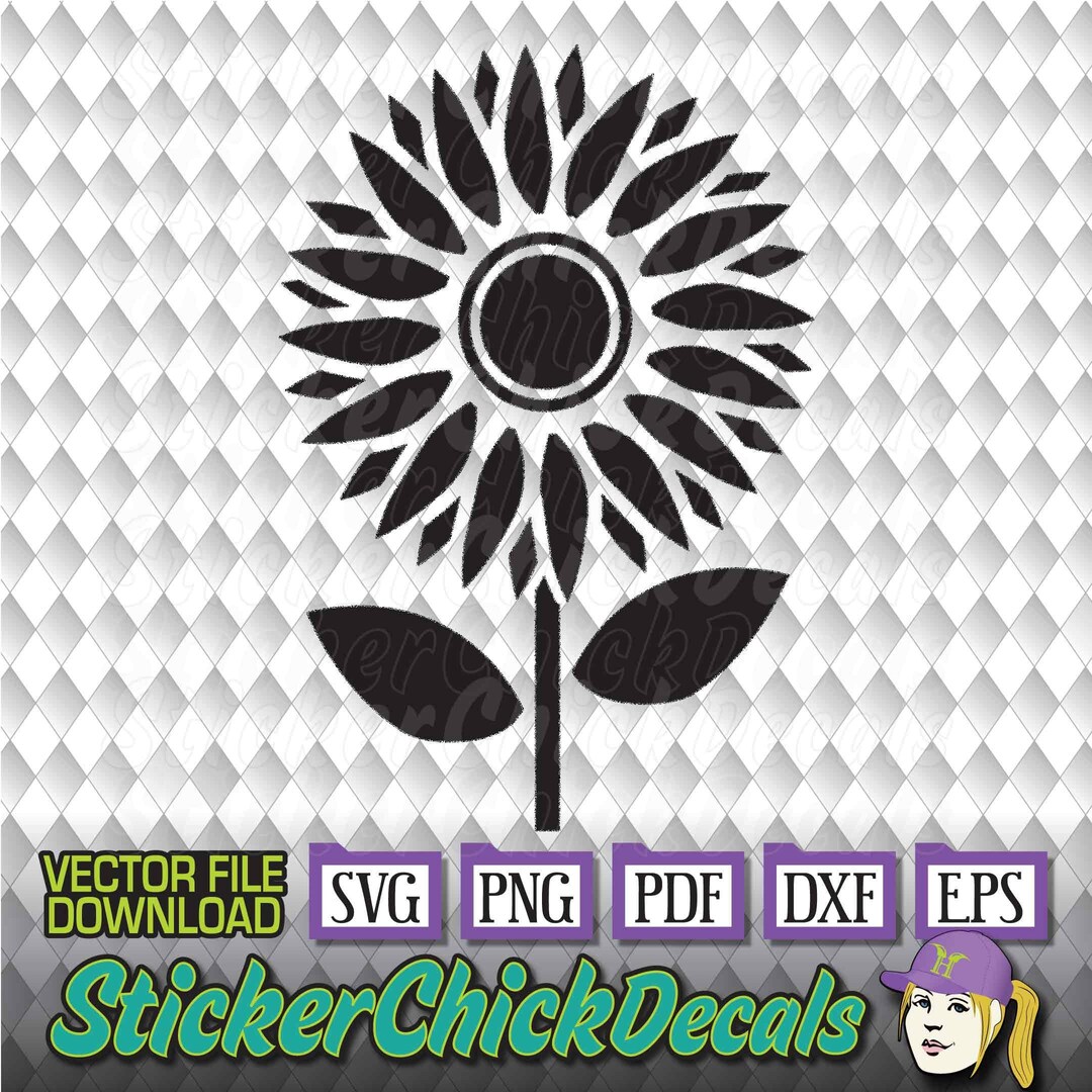 Sunflower Sun Flower Vector Cut File - Eps Svg Png Pdf Dxf Transfer ...