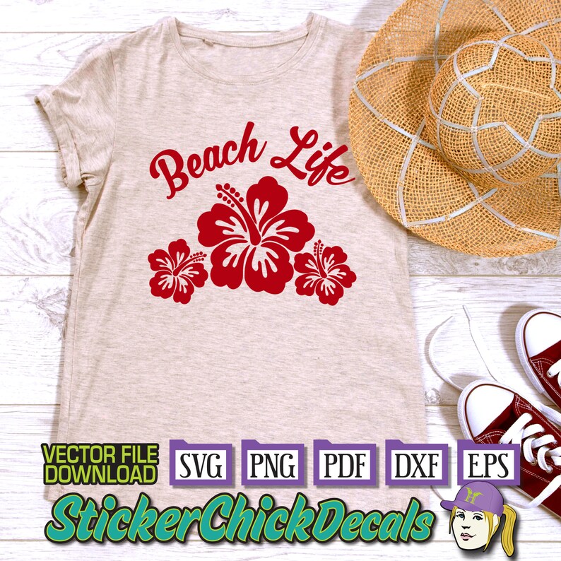 Beach Life 3 Hibiscus Vector Cut File Eps Svg Png Pdf Dxf | Etsy
