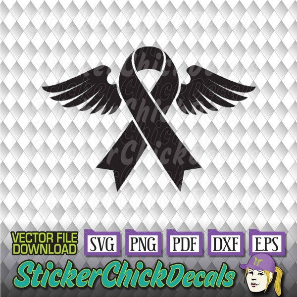 Ribbon with Wings Winged Ribbon Awareness vector cut file cutting eps svg png pdf dxf transfer clip art cricut silhouette uscutter CAD