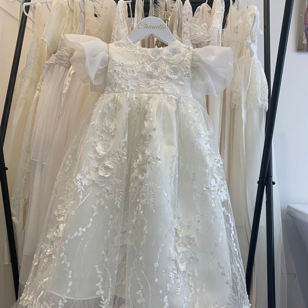 Christening dress, baptism gown, christening gown for girls, lace christening dress, baby girl baptism dress, couture baptism gown