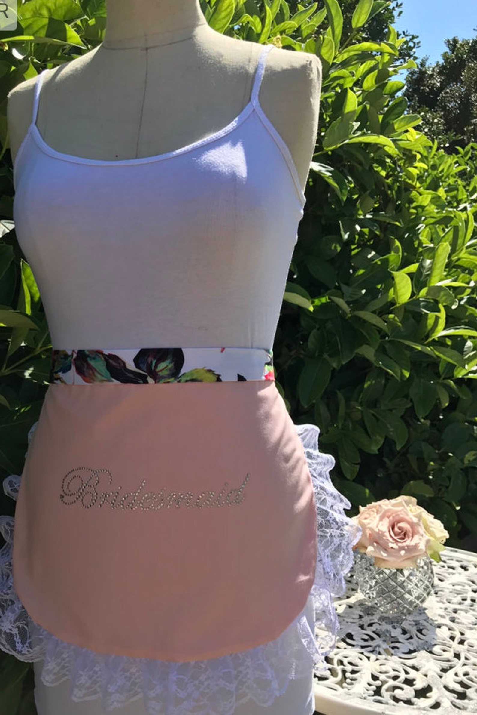 Bridal Shower Apron Made to order Peach Floral Etsy