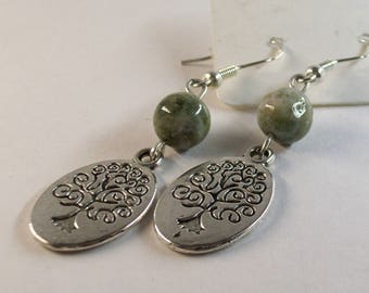 Jasper with Tree of Life charm earrings