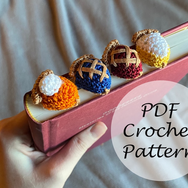 Pie Slice Bookmark PATTERN // Pumpkin Blueberry Cherry Lemon Meringue Pie Cottagecore Crochet Bookmark Pattern