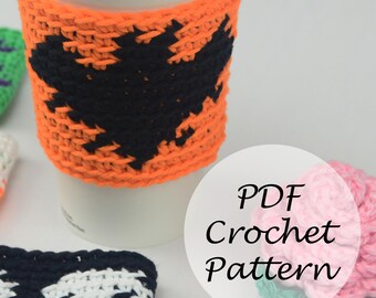 Bat Cup Cozy // Reusable Halloween Cup Sleeve Tapestry Crochet Pattern