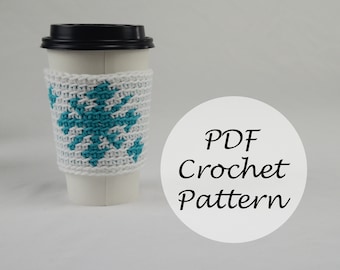 Snowflake Cup Cozy // Reusable Winter Cup Cozy Pattern // Crochet Pattern