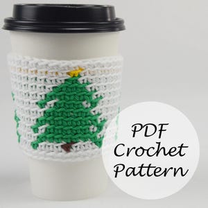 Christmas Tree Cup Cozy // Reusable Christmas Mug Cozy Pattern // Crochet Pattern