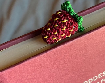 Strawberry Bookmark // Cottagecore Crochet Bookmark READY TO SHIP