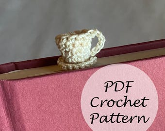 Patrón de marcapáginas de taza de té // Patrón de marcapáginas de ganchillo pequeño y acogedor estilo cottagecore
