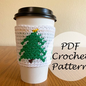 Christmas Tree Cup Cozy // Reusable Christmas Mug Cozy Pattern // Crochet Pattern