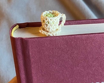 Matcha Teacup Bookmark // Cottagecore Cozy Crochet Bookmark READY TO SHIP