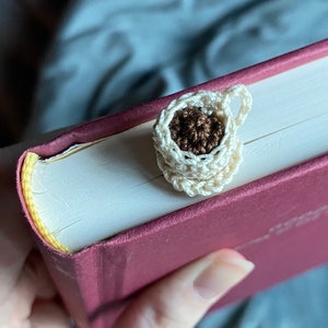 Coffee Cup Bookmark // Cottagecore Cozy Crochet Bookmark READY TO SHIP