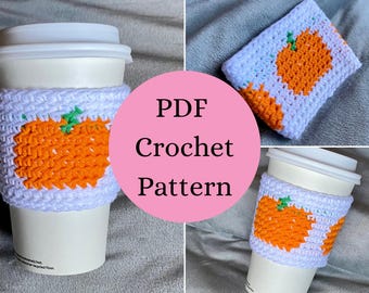 Pumpkin Cup Cozy // Reusable Fall Mug Cozy Tapestry Crochet Pattern