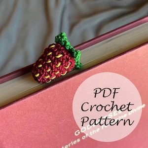 Strawberry Bookmark PATTERN // Cottagecore Crochet Bookmark Pattern