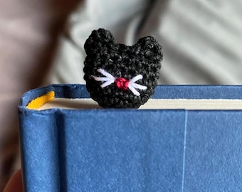 黒猫ブックマーク // ハロウィン猫好きへのギフト かぎ針編みブックマーク