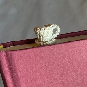 Teacup Bookmark // Cottagecore Cozy Crochet Bookmark READY TO SHIP