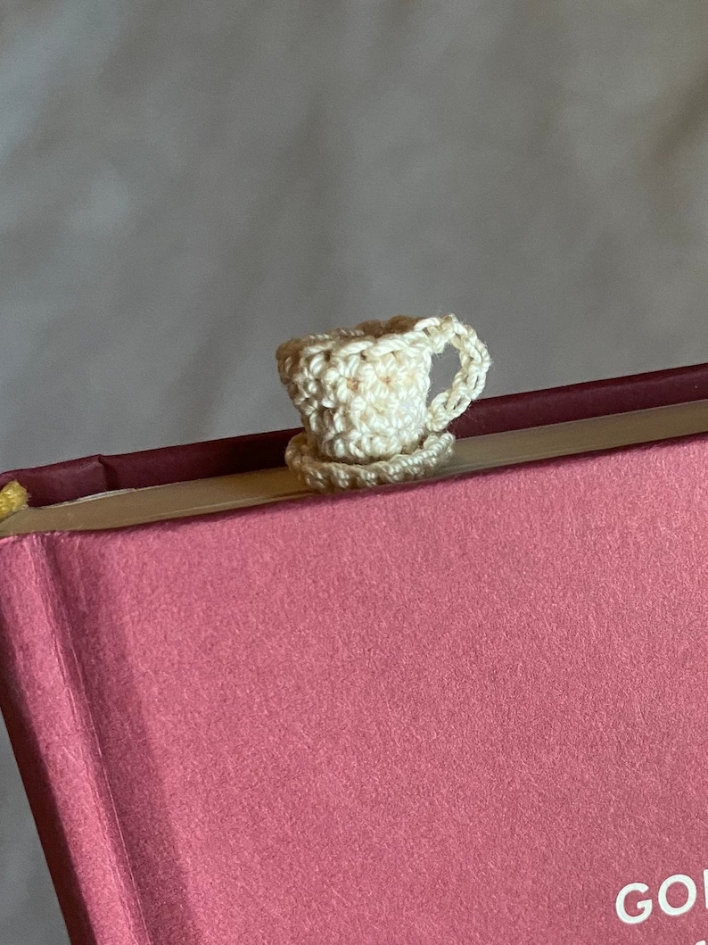 Teacup Bookmark // Cottagecore Cozy Crochet Bookmark READY TO SHIP image 1