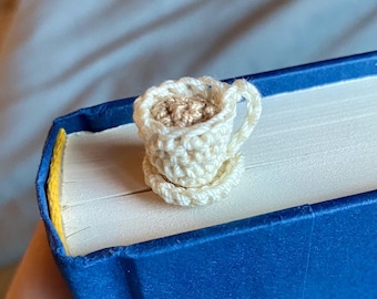 Teacup Bookmark // Cottagecore Cozy Dainty Crochet Bookmark