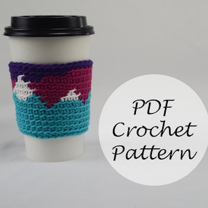 Mountains Cup Cozy // Reusable Winter Cup Koozie Pattern // Crochet Pattern