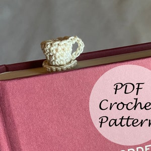 Teacup Bookmark PATTERN // Cottagecore Crochet Bookmark Pattern