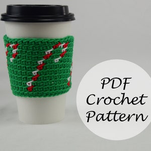 Candy Cane Cup Cozy // Reusable Winter Cup Cozy Pattern // Crochet Pattern