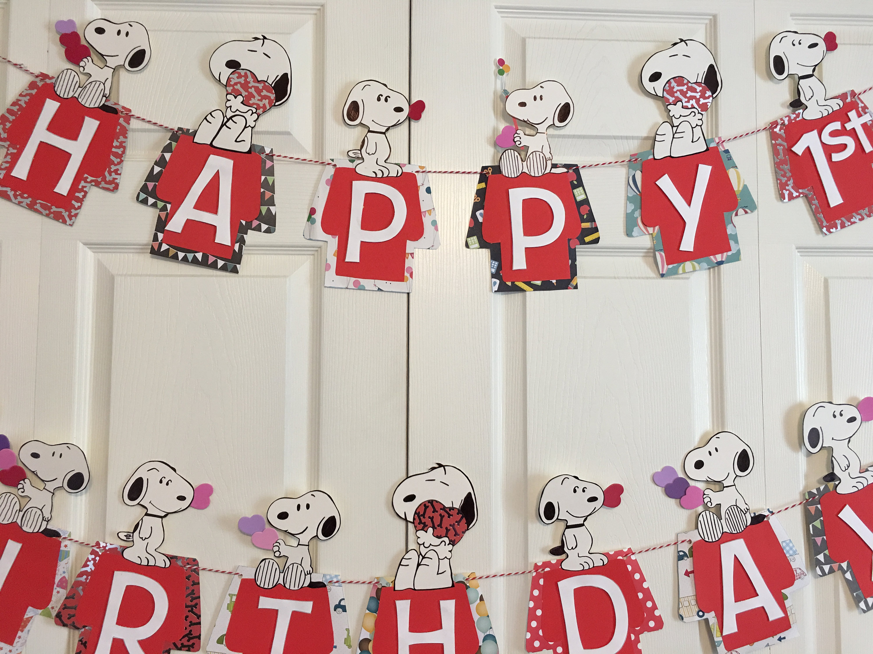 Snoopy Birthday Banner Snoopy theme birthday party Peanuts Etsy
