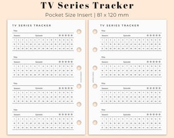 TV series tracker Printable Pocket Insert , TV series log Planner printable for Pocket size, Movie Tracker Printable, Ring Binder Insert PDF