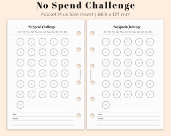 No spend challenge Pocket Plus Printable, Planner insert for Pocket XL size, Printable monthly challenge planner insert, Ring Binder PDF