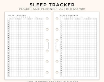 Sleep Tracker Insert Pocket Size Printable, Planner insert for Pocket size, Printable sleeping tracker insert, Ring Binder pocket